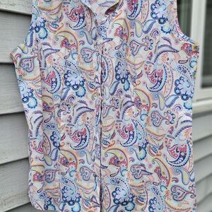 Talbots floral womens summer sleevless shirt size 14